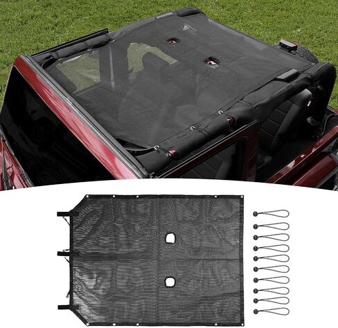 RT-TCZ for Jeep JK Sunshade Mesh Shade Top Cover Provides Roof UV Sun Protection for Jeep Wrangler JK 2 Door 2007-2017,Standard Style in Saudi Arabia