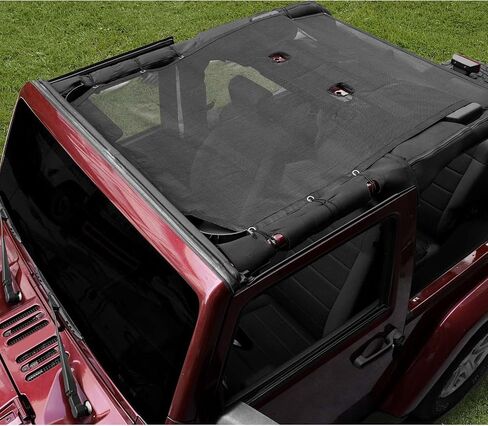 RT-TCZ for Jeep JK Sunshade Mesh Shade Top Cover Provides Roof UV Sun Protection for Jeep Wrangler JK 2 Door 2007-2017,Standard Style in Saudi Arabia
