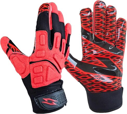 Black Stealth Padded Football Receiver Lineman Gloves Grip Silicone Palms Adult Mens Youth Sticky Boost Your Game in Saudi Arabia