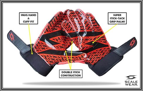 Black Stealth Padded Football Receiver Lineman Gloves Grip Silicone Palms Adult Mens Youth Sticky Boost Your Game in Saudi Arabia