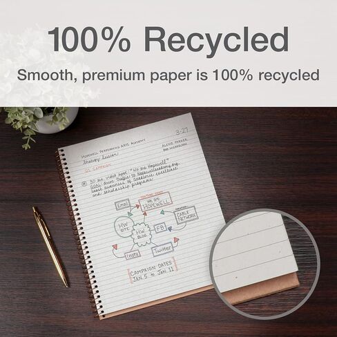 دفاتر ملاحظات أكسفورد الحلزونية، عبوتان، معاد تدويرهما بنسبة 100%، كرافت، تصميمات رقائق ذهبية، مسطرة جامعية، 80 ورقة/160 صفحة، هدايا للطلاب، هدايا للمعلمين (90881) in Kuwait