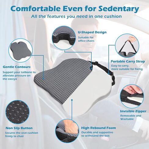 وسادة مقعد السيارة إسفين - وسادة مقعد للقيادة بحجم أكبر. وسادة من الإسفنج الذكي لتخفيف الضغط على عظم الذنب. وسادة مقعد معززة للسيارات والشاحنات والمركبات وكرسي المكتب in Kuwait