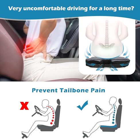 وسادة مقعد السيارة إسفين - وسادة مقعد للقيادة بحجم أكبر. وسادة من الإسفنج الذكي لتخفيف الضغط على عظم الذنب. وسادة مقعد معززة للسيارات والشاحنات والمركبات وكرسي المكتب in Kuwait