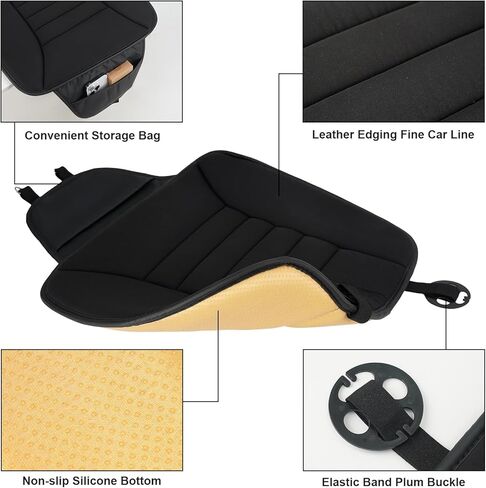 Laelr وسادة مقعد السيارة وسادة مقعد السيارة مع جيب أمامي وسادة مقعد السائق مع 1.2 بوصة راحة رغوة الذاكرة غير قابلة للانزلاق أسفل حامي مقعد الراحة العالمي لسيارة شاحنة SUV كرسي مكتب in Kuwait