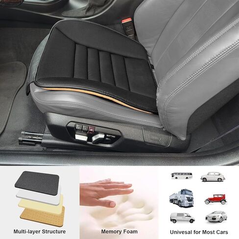 Laelr وسادة مقعد السيارة وسادة مقعد السيارة مع جيب أمامي وسادة مقعد السائق مع 1.2 بوصة راحة رغوة الذاكرة غير قابلة للانزلاق أسفل حامي مقعد الراحة العالمي لسيارة شاحنة SUV كرسي مكتب in Kuwait