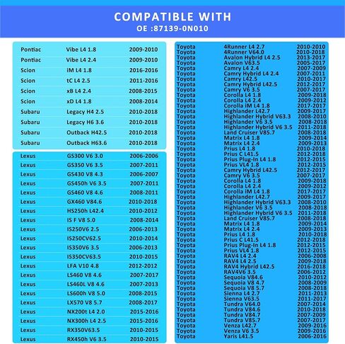 87139-0N010 استبدال فلتر هواء المقصورة HEPA متوافق مع GS300/350/430/450h، Pontiac Vibe، Scion iM/tC/xB/xD، Legacy Outback، 4Runner Avalon Camry Corolla Prius Corolla RAV4 in Kuwait