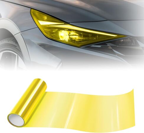Car Light Tint Film,Headlight Tint and Tail Lights Automotive Headlights, 11.88×48 Inches, Self-Adhesive Vinyl Wrap Protector Film Easy Modification for Cars, Trucks, SUVs (Yellow) in Kuwait