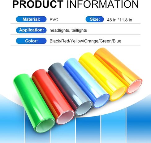 Car Light Tint Film,Headlight Tint and Tail Lights Automotive Headlights, 11.88×48 Inches, Self-Adhesive Vinyl Wrap Protector Film Easy Modification for Cars, Trucks, SUVs (Yellow) in Kuwait