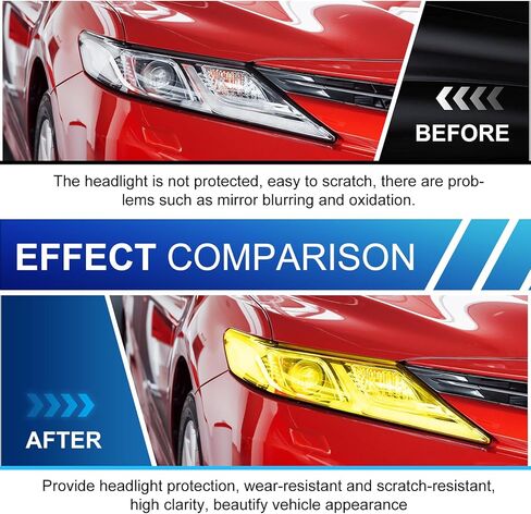 Car Light Tint Film,Headlight Tint and Tail Lights Automotive Headlights, 11.88×48 Inches, Self-Adhesive Vinyl Wrap Protector Film Easy Modification for Cars, Trucks, SUVs (Yellow) in Kuwait