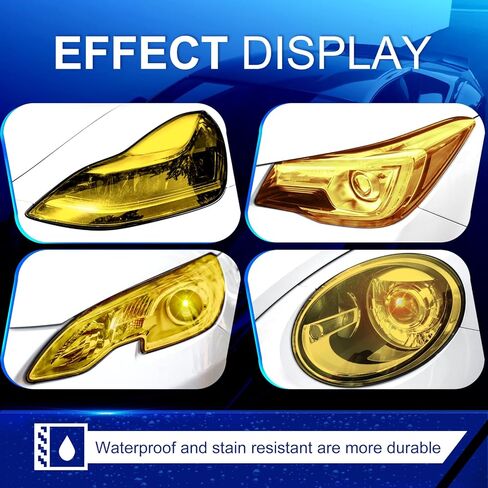 Car Light Tint Film,Headlight Tint and Tail Lights Automotive Headlights, 11.88×48 Inches, Self-Adhesive Vinyl Wrap Protector Film Easy Modification for Cars, Trucks, SUVs (Yellow) in Kuwait