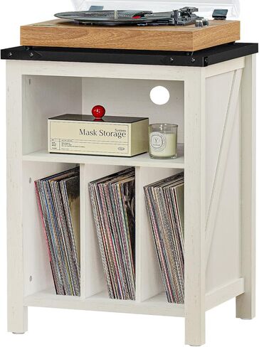 Joaxswe Record Player Stand with Vinyl Record Storage,Rustic Brown | Record Player Table Holds up to 160 Albums,Large Wood Turntable Stand Cabinet Dispaly Shelf for Living Room,Bedroom,Office in Kuwait