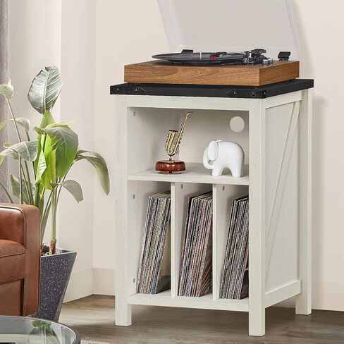 Joaxswe Record Player Stand with Vinyl Record Storage,Rustic Brown | Record Player Table Holds up to 160 Albums,Large Wood Turntable Stand Cabinet Dispaly Shelf for Living Room,Bedroom,Office in Kuwait