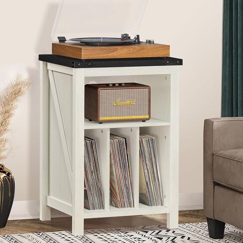 Joaxswe Record Player Stand with Vinyl Record Storage,Rustic Brown | Record Player Table Holds up to 160 Albums,Large Wood Turntable Stand Cabinet Dispaly Shelf for Living Room,Bedroom,Office in Kuwait