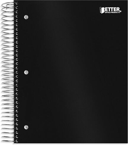 دفتر ملاحظات حلزوني من Better Office Products مكون من 5 موضوعات، غطاء بولي أسود، قاعدة الكلية، دفتر ملاحظات 200 ورقة مع 4 فواصل جيوب مزدوجة الجوانب، 11 × 8.5 بوصة in Saudi Arabia