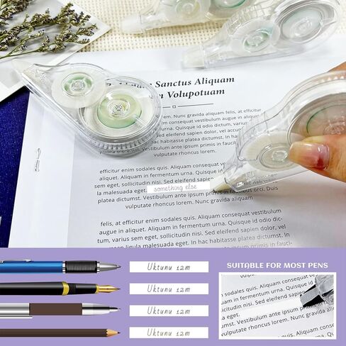 شريط تصحيح أبيض سهل الاستخدام للتصحيح الفوري، شريط مقاوم للتمزق، لوازم المكتب أو المدرسة، تدوين الملاحظات، وضع العلامات، الصياغة (عبوة من 10، 12 م/472 بوصة) in Kuwait