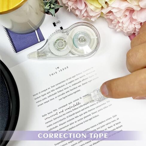 شريط تصحيح أبيض سهل الاستخدام للتصحيح الفوري، شريط مقاوم للتمزق، لوازم المكتب أو المدرسة، تدوين الملاحظات، وضع العلامات، الصياغة (عبوة من 10، 12 م/472 بوصة) in Kuwait