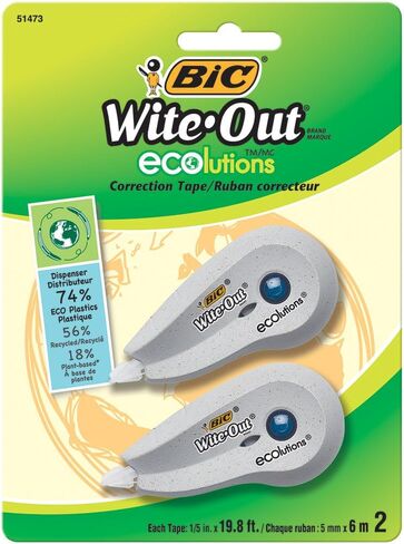 BIC Wite-Out Brand ECOlutions Mini Correction Tape, White, 2-Count in Saudi Arabia