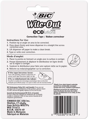 BIC Wite-Out Brand ECOlutions Mini Correction Tape, White, 2-Count in Saudi Arabia
