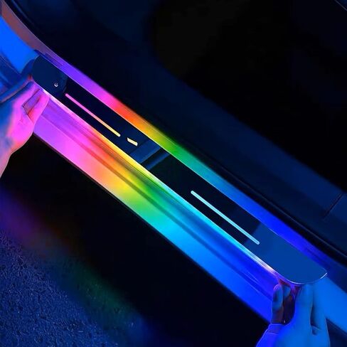 4 قطع من مصابيح عتبة باب السيارة LED، شرائط إضاءة LED لاسلكية للاستشعار التلقائي للسيارة، ملحقات السيارة للنساء مع 8 ألوان مفتاح إضاءة ترحيب مقاومة للماء in Kuwait
