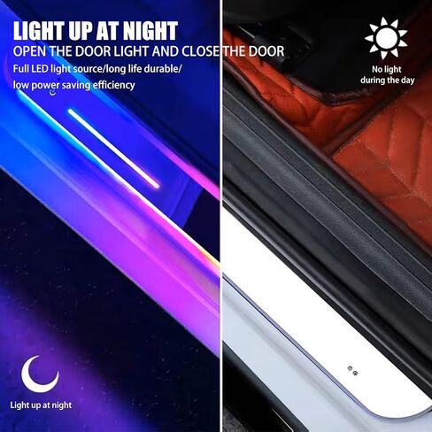 4 قطع من مصابيح عتبة باب السيارة LED، شرائط إضاءة LED لاسلكية للاستشعار التلقائي للسيارة، ملحقات السيارة للنساء مع 8 ألوان مفتاح إضاءة ترحيب مقاومة للماء in Kuwait