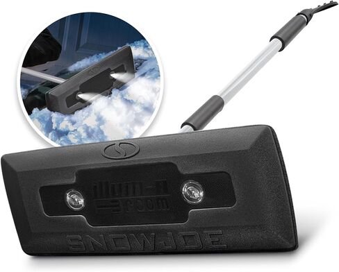 Snow Joe SJBLZD-LED-BLK مكنسة الثلج المتداخلة 4 في 1 + مكشطة ثلج، رأس إسفنجي مقاوم للخدش مقاس 45.72 سم، مع مصابيح أمامية LED، أسود in Kuwait