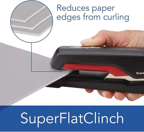 Swingline Stapler, SuperFlatClinch 50, Half Strip Desktop Stapler, 50 Sheet Capacity, Black/Red (5000599A) in Saudi Arabia