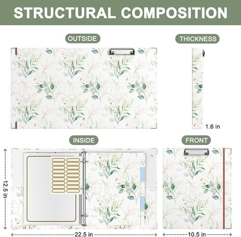 Rouidr 3 Ring Binder with clipboard, 1 inch 8.5 x 11 in Letter Size View Binders Organizer with Dividers Tabs & Clear Sleeves, School Supplies, Office Supplies, Colorful Leaves in Kuwait