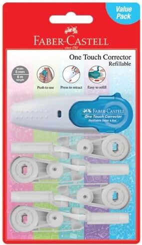 Faber-Castell One Touch Corrector Refillable Correction Tape with 4 Refills in Kuwait