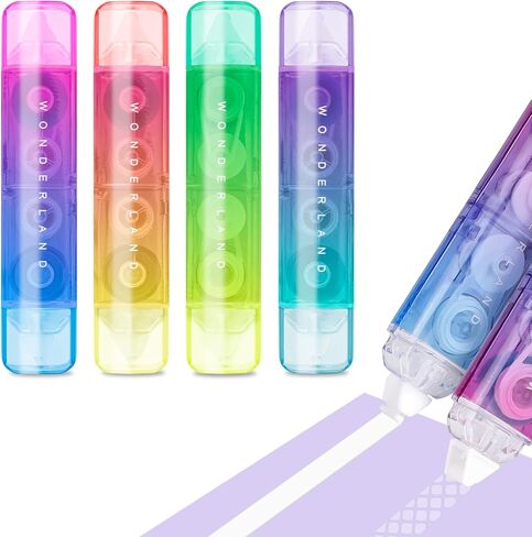 2 in 1 White Out Correction Tape and Double Sided Tape Pen Adhesive Roller, Quick Dry Japan White Out with Permanent Adhesive Tape Runner for School, Office, Crafting, Scrapbooking (4 Pack) in Kuwait