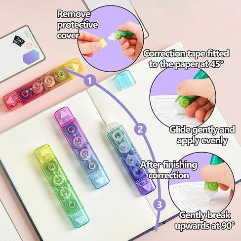 2 in 1 White Out Correction Tape and Double Sided Tape Pen Adhesive Roller, Quick Dry Japan White Out with Permanent Adhesive Tape Runner for School, Office, Crafting, Scrapbooking (4 Pack) in Kuwait