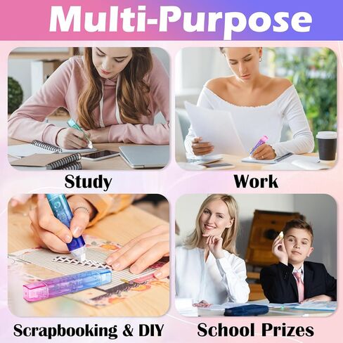 2 in 1 White Out Correction Tape and Double Sided Tape Pen Adhesive Roller, Quick Dry Japan White Out with Permanent Adhesive Tape Runner for School, Office, Crafting, Scrapbooking (4 Pack) in Kuwait