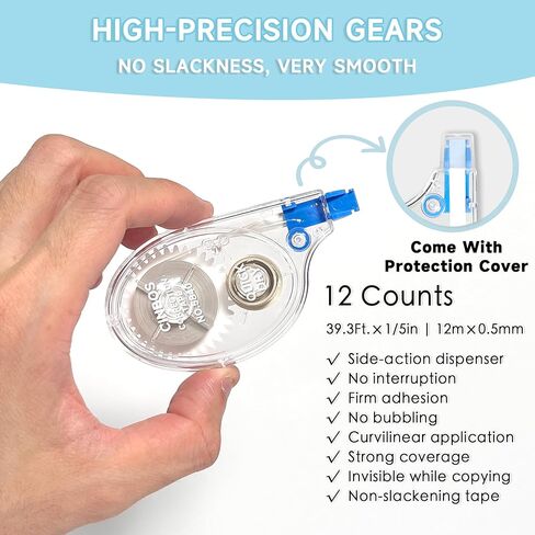 White Out مع أداة تطبيق جانبية وغطاء، 39.3 قدم، 12 حزمة من Whiteout، شريط تصحيح للتصحيحات الفورية (CS-901) in Kuwait