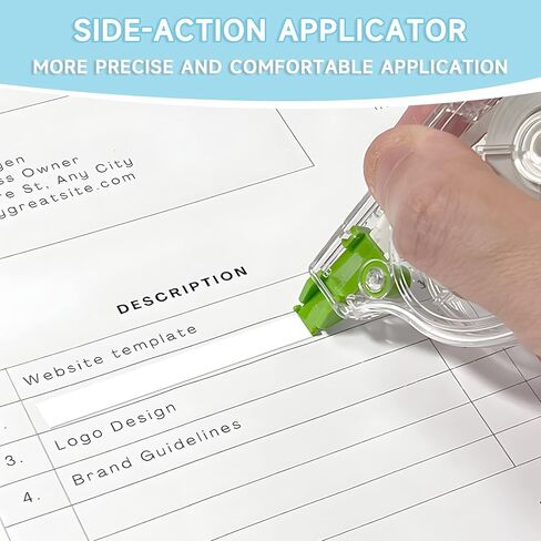 White Out مع أداة تطبيق جانبية وغطاء، 39.3 قدم، 12 حزمة من Whiteout، شريط تصحيح للتصحيحات الفورية (CS-901) in Kuwait