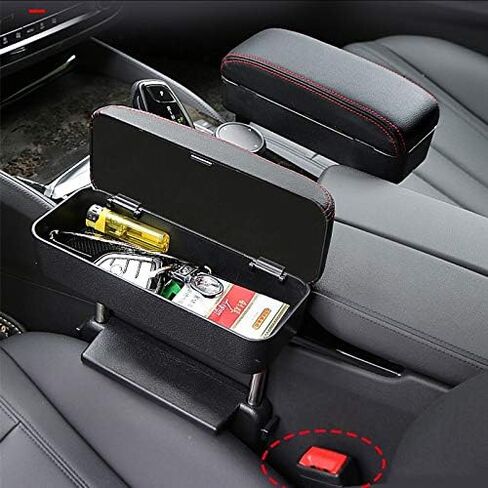 JEYODA Car Armrest Box Adjustable Pad Refit Car Central Lift Armres Storage Organizer Box Arm Rest(Black line) in Saudi Arabia