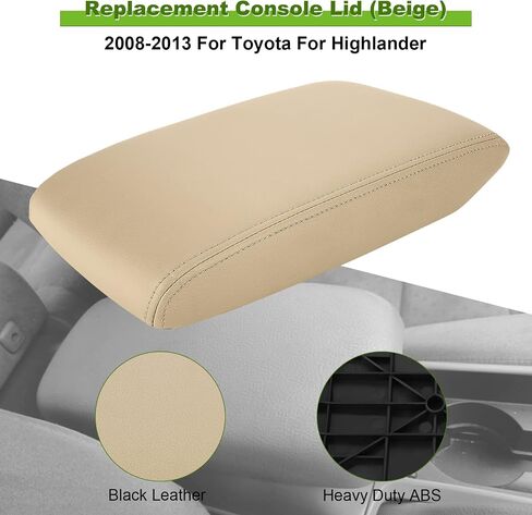 SCITOO Auto Beige Armrest Center Console Lid Skin Cover with Base Replacement fit for Highlander 2008-2014 in Saudi Arabia