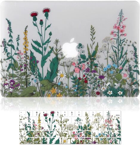 Case for MacBook Pro 15 inch (A1990/A1707, 2019-2016 Release), 3D Effect Matte Clear See Through Hard Cover & Keyboard Cover Compatible Mac Pro 15.4 with Touch Bar Touch ID - Garden Flowers in Saudi Arabia