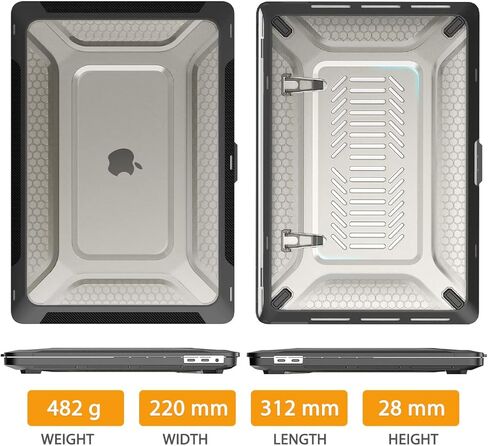 Mektron Honeycomb Series for MacBook Pro 13 inch Case Model M1 M2 A2338 A2289 A2251 2022 2021 2020 Release Touch Bar, Heavy Duty Hard Shell Case with TPU Bumper&Dust Plug&Keyboard Cover, Apricot in Kuwait