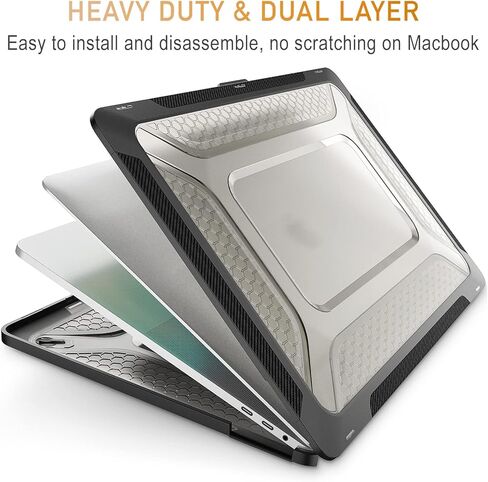 Mektron Honeycomb Series for MacBook Pro 13 inch Case Model M1 M2 A2338 A2289 A2251 2022 2021 2020 Release Touch Bar, Heavy Duty Hard Shell Case with TPU Bumper&Dust Plug&Keyboard Cover, Apricot in Kuwait