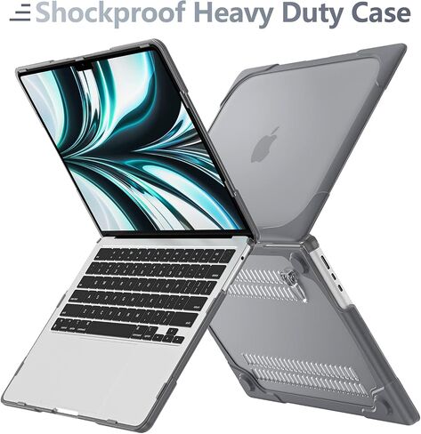 حافظة Batianda لجهاز M3 MacBook Air مقاس 15 بوصة 2024 A3114 A2941 (M2) 2023، هيكل صلب واقٍ شديد التحمل مقاوم للصدمات مع مسند قابل للطي وواقي شاشة لغطاء لوحة المفاتيح لتعزيز المتانة، رمادي in Saudi Arabia