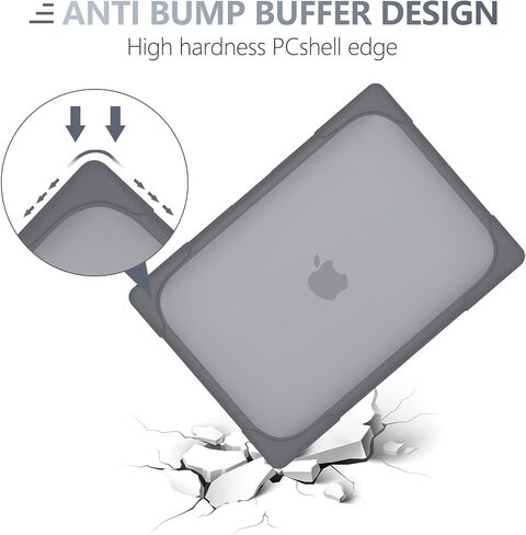 حافظة Batianda لجهاز M3 MacBook Air مقاس 15 بوصة 2024 A3114 A2941 (M2) 2023، هيكل صلب واقٍ شديد التحمل مقاوم للصدمات مع مسند قابل للطي وواقي شاشة لغطاء لوحة المفاتيح لتعزيز المتانة، رمادي in Saudi Arabia
