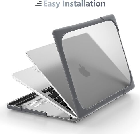 حافظة Batianda لجهاز M3 MacBook Air مقاس 15 بوصة 2024 A3114 A2941 (M2) 2023، هيكل صلب واقٍ شديد التحمل مقاوم للصدمات مع مسند قابل للطي وواقي شاشة لغطاء لوحة المفاتيح لتعزيز المتانة، رمادي in Saudi Arabia