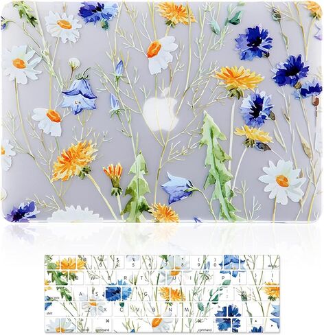 Case for MacBook Pro 15 inch (A1990/A1707, 2019-2016 Release), 3D Effect Matte Clear See Through Hard Cover & Keyboard Cover Compatible Mac Pro 15.4 with Touch Bar Touch ID - Garden Flowers in Saudi Arabia