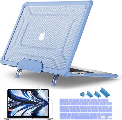 حافظة Batianda لجهاز M3 MacBook Air مقاس 15 بوصة 2024 A3114 A2941 (M2) 2023، هيكل صلب واقٍ شديد التحمل مقاوم للصدمات مع مسند قابل للطي وواقي شاشة لغطاء لوحة المفاتيح لتعزيز المتانة، رمادي in Saudi Arabia