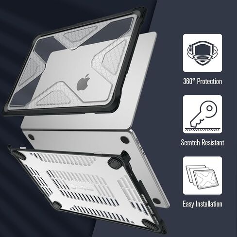 حافظة Fintie لجهاز MacBook Air 15 بوصة A3114 A2941 (إصدار 2023 2024) - غطاء حماية متين وشديد التحمل مع مصد TPU لجهاز MacBook Air 15.3 بوصة M2 M3 Chip مع Touch ID، شفاف in Saudi Arabia