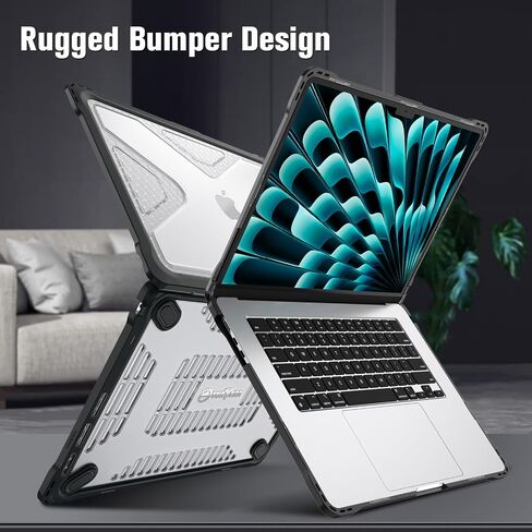 حافظة Fintie لجهاز MacBook Air 15 بوصة A3114 A2941 (إصدار 2023 2024) - غطاء حماية متين وشديد التحمل مع مصد TPU لجهاز MacBook Air 15.3 بوصة M2 M3 Chip مع Touch ID، شفاف in Saudi Arabia