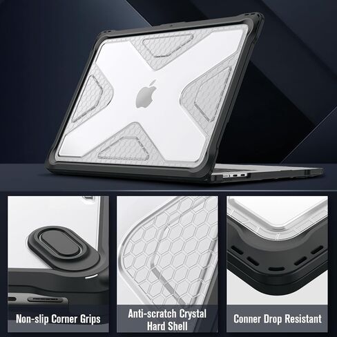 حافظة Fintie لجهاز MacBook Air 15 بوصة A3114 A2941 (إصدار 2023 2024) - غطاء حماية متين وشديد التحمل مع مصد TPU لجهاز MacBook Air 15.3 بوصة M2 M3 Chip مع Touch ID، شفاف in Saudi Arabia