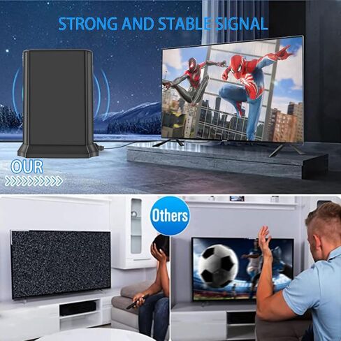 TV Antenna, Antenna TV Digital HD Indoor with 500+ Miles Range, 2024 Upgraded TV Antenna for Smart TV with Amplifier Signal Booster, HD Antenna for TV, Support 8K 4K 1080p All TVs, 32ft Coax Cable in Kuwait