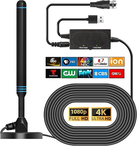TV Antenna for Smart TV Indoor, Strong Magnetic Base Indoor TV Antenna for Easy Installation, Long Range Reception HD Antenna for TV Indoor 4k 1080P Channels in Saudi Arabia