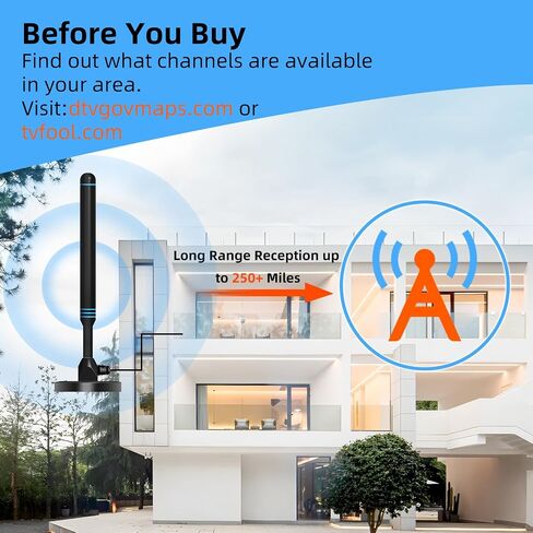TV Antenna for Smart TV Indoor, Strong Magnetic Base Indoor TV Antenna for Easy Installation, Long Range Reception HD Antenna for TV Indoor 4k 1080P Channels in Saudi Arabia