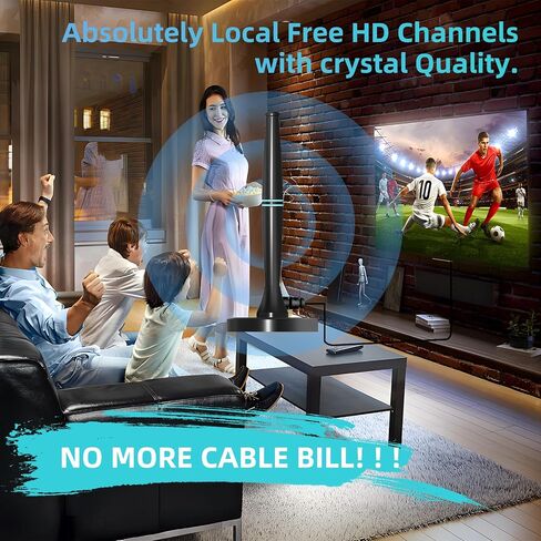 TV Antenna for Smart TV Indoor, Strong Magnetic Base Indoor TV Antenna for Easy Installation, Long Range Reception HD Antenna for TV Indoor 4k 1080P Channels in Saudi Arabia